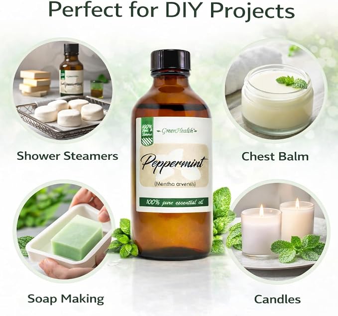 Peppermint Essential Oil - 4 fl oz - 100% Pure Essential Oil - GreenHealth