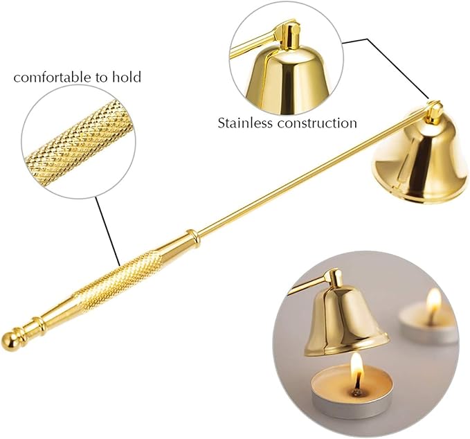 5 in 1 Candle Accessory Kit, Gold Candle Wick Trimmer Set with Rechargeable Lighter, Wick Dipper & Storage Tray, Premium Candle Lighter and Wick Trimmer Set for Scented Candle Lovers