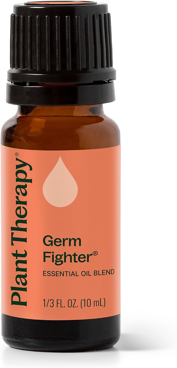 Plant Therapy Germ Fighter Essential Oil Blend Pure, Natural Aromatherapy, for Diffusion & Topical Use, DIY Multi-Surface Cleaner, Hand Cleanser, Home or Office Use, Therapeutic Grade 10 mL (1/3 oz)