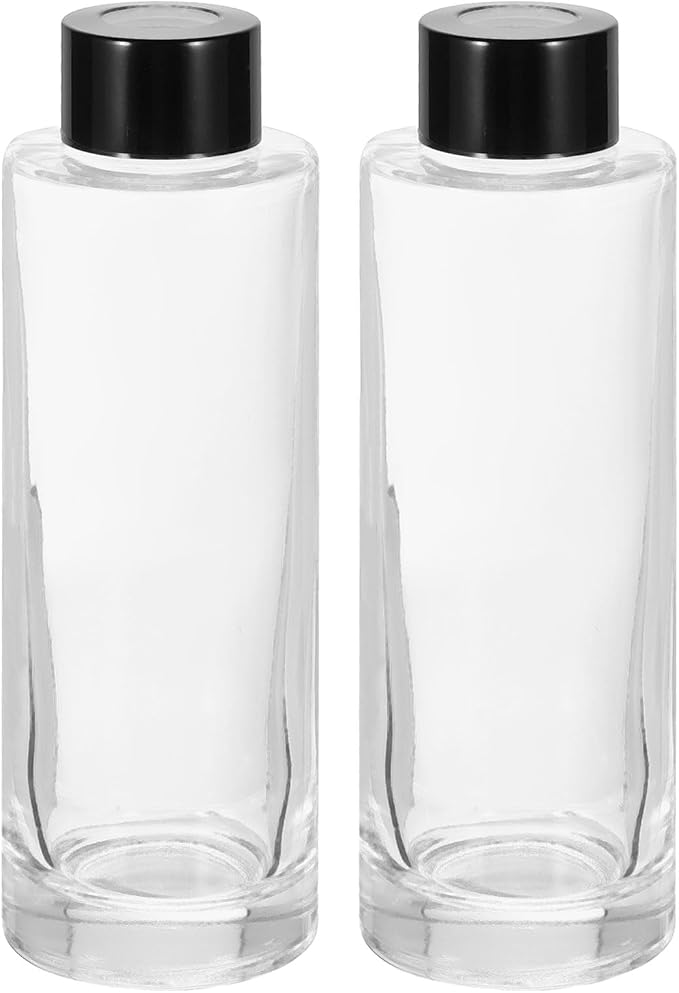 HARFINGTON 2pcs 150ml/5oz Empty Glass Diffuser Bottle 5.8" x 1.9" Refillable Fragrance Accessories Aromatherapy Jar Container for Replacement Reed Diffuser DIY Home Bathroom Transparent