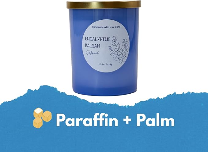 Eucalyptus Balsam Scented Candle 15.5oz Large – CW Studio Color-Sprayed Glass Jar, Fresh Spa Forest Aroma – Long Burn Gift Candle for Living Room, Mother's Day & Housewarming – 70-80 Hour Burn