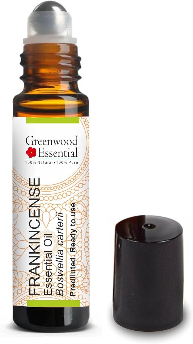 Greenwood Essential Frankincense Essential Oil (Boswellia carterii) Pre Diluted Ready to Use Roll-on Blend for Aromatherapy and Topical Skin Application for Kids and Adults 10ml (0.33 oz)