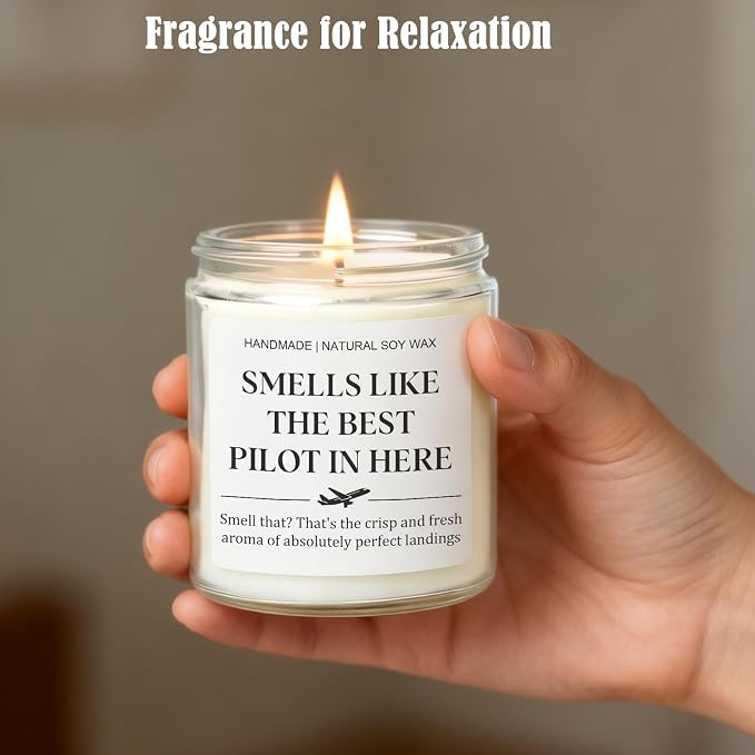 Pilot Gifts for Men & Women - Funny Aviation Gifts, Scented Candle for Flight School Graduation, Student Pilot, Retirement, Unique Airplane Decor for Dad, Boyfriend, New Aviator