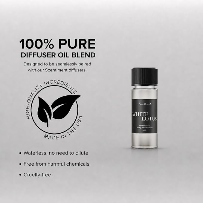 Scentiment White Lotus Diffuser Oil - Premium Hotel Scent with Notes of of Wild Fig, Vetiver, Almond & Sandalwood Home Scent, Aromatherapy Fragrance Oil Diffuser Refill - 0.68 fl oz (20 mL)
