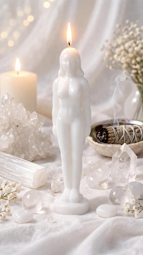 Female Body Candle – Sensual Goddess Figure Candle for Love, Attraction, Rituals & Spiritual Use – Decorative & Gift (Multiple Colors) (White)