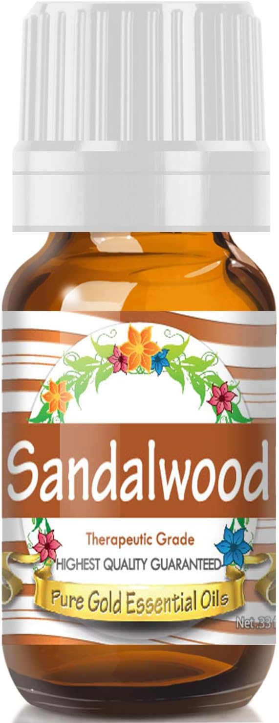 Pure Gold Essential Oils - Sandalwood Essential Oil - 0.33 Fluid Ounces -Sandalwood Oil