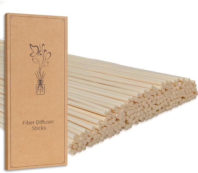 130pcs Reed Diffuser Sticks - 7.5inch/3mm Natural Wood Color Reed Sticks,Diffuser Refills,Suitable for Diffusing Essential Oil Aromas (3mm x 19cm (130pcs))
