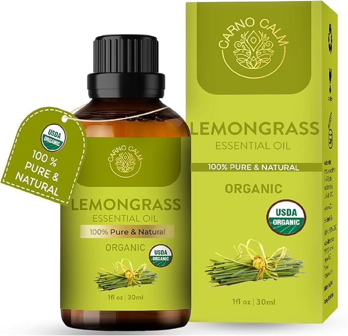 Lemongrass Essential Oil | USDA Certified Organic Lemongrass Oil| for Hair and Skin | Aromatherapy and Diffuser | Ideal for Both Men and Women | 30ml