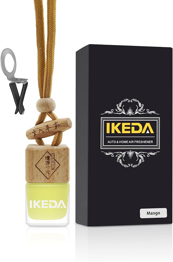 Ikeda Car Air Freshener: Hanging Car Smell Air Freshener | 10ml Hanging Car Perfume | Long Lasting Fragrance | Strong Scents Diffuser for Auto Home (Mango|Square)