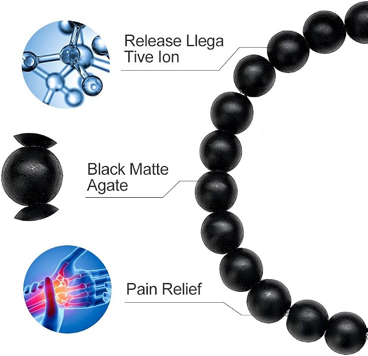 M MOOHAM Mens Bracelet - Beaded Natural Stone 8mm Tiger Eye Matte Agate Lava Rock Bracelets for Men Teen Boys Grandpa Dad Birthday Gifts Jewelry