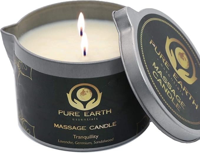 Tranquility Massage Candle - Skin Moisturizing Massage Oil Candles - 6 oz.
