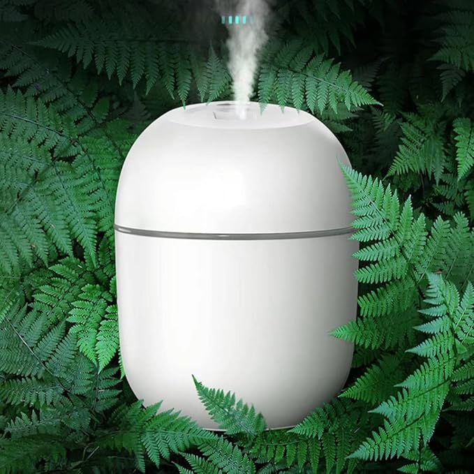 Mini Humidifier, USB Power Supply, Suitable for Study Room, Bedroom, Baby Room, Office, Car, With 7 Color LED, Air Humidifier, Can Be Used for Facial Moisturizing (Snow White)