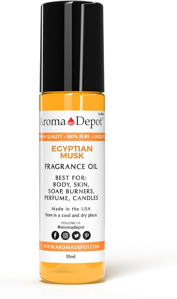 24K Egyptian Musk Fragrance/Body Fragrance Oil, Pure Uncut. Great for Lotions, Butter, Soapmaking, and Incense Dipping. Add a Few Drops to Your Aromatherapy Diffuser. (10ml.)