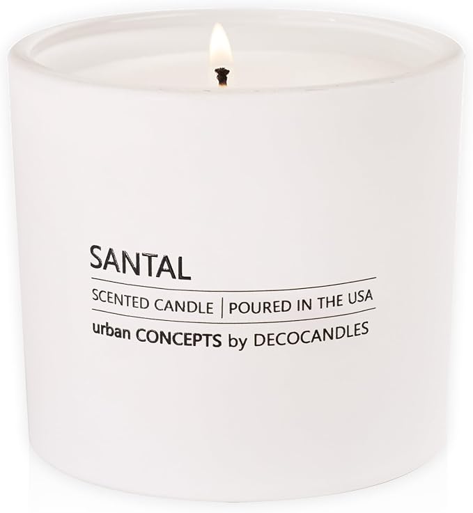DECOCANDLES Santal Home Fragrance Candle, 12 Oz Soy Wax Blend Scented Candle, Long Burn Time