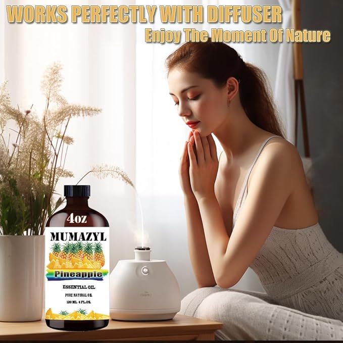 Pineapple Essential Oil, Pineapple Oil 4 Fl Oz 120ML for Diffuser Humidifier Yoga Cleaning DIY Candle Soap Making MUMAZYL Essential Oils