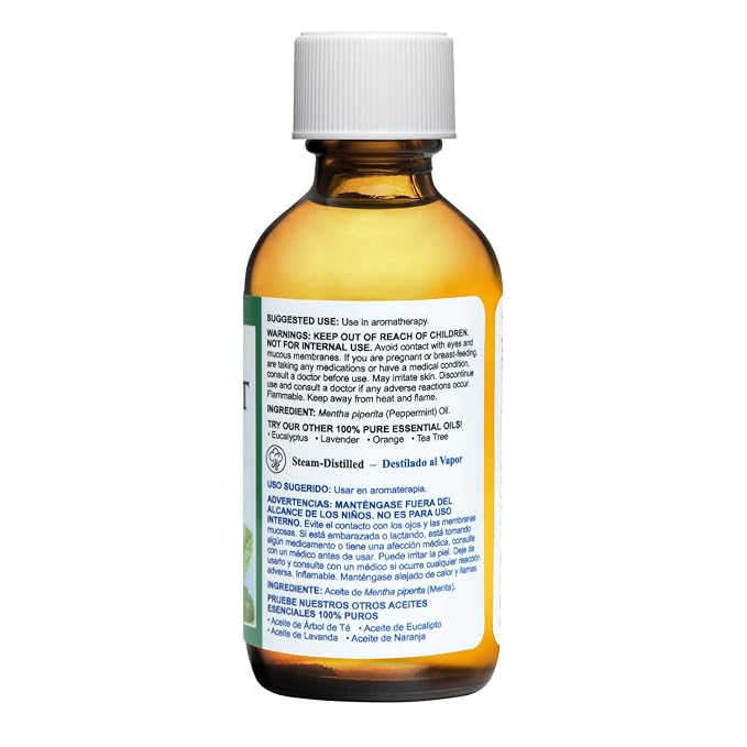 De La Cruz Peppermint Essential Oil - 100% Peppermint Oil for Aromatherapy - Steam Distilled - 2 Fl OZ