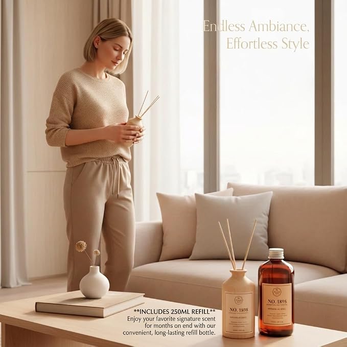 Luxury Hotel Scent Reed Diffuser Oil Refill(8.5 FL oz) | No.1898 Hotel Collection Diffuser Oil Inspired by Ritz Carlton for Home&Office| Long-Lasting for Machine, Room Spray, Air Freshener, HVAC