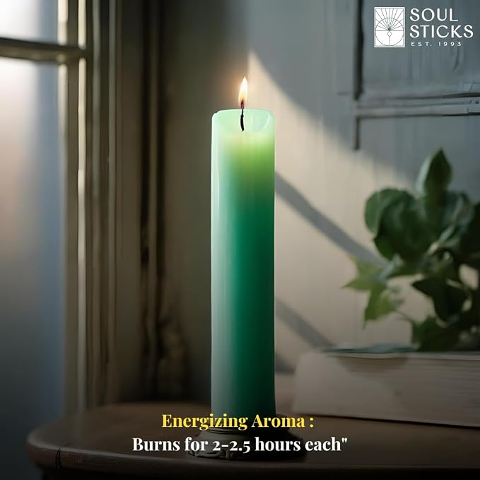 SOUL STICKS 4" Scented Ritual Candles Chime Taper Premium Candles 20 pcs for Rituals, Ceremonies, Meditation, Altar and Spells (Blue Green/Eucalyptus)