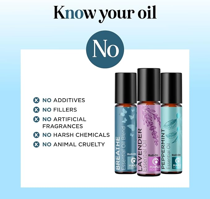 Headache Roll on Essential Oils - Aromatherapy Essential Oils Sets Variety Pack with Peppermint Clarify and Breathe Essential Oil Roll Ons - Fun & Cute Wellness Gift for Young Women Teens & Girls
