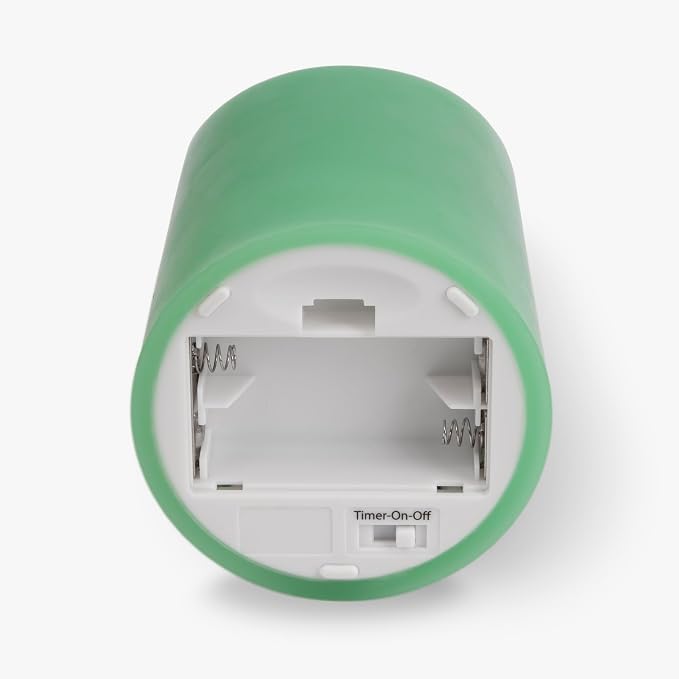 Luminara Flameless LED Battery Operated Flickering Pillar Moving Flame Candles (Vibrant Green, 3" x 4.5")