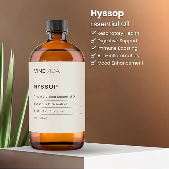 VINEVIDA Hyssop Essential Oil 16 oz - Undiluted, DIY Candle Scents, Bulk for Soap Making