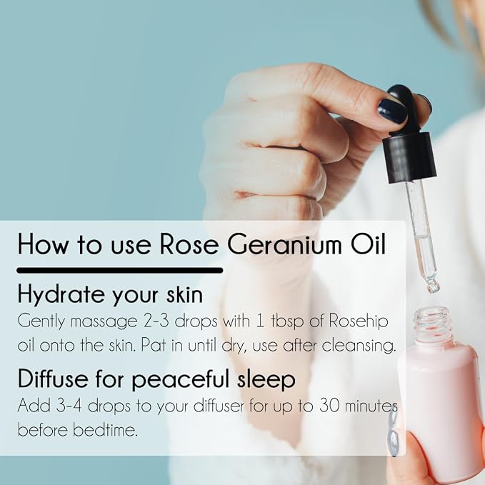 GreenHealth Rose Geranium Essential Oil - 4 fl oz Amber Glass Bottle - 100% Pure Essential Oil