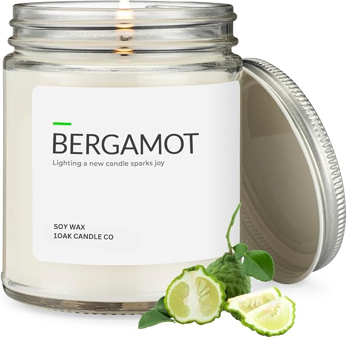 1OAK Bergamot Candle - Soy Candles for Home Scented - Long Burning Premium - Hand-Poured (7oz.)