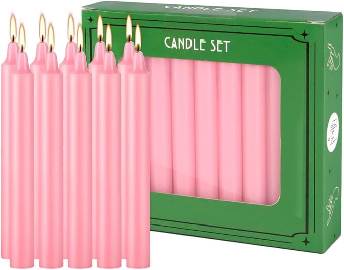 YOROXRG 40 Pack Candles Mini Unscented Taper Candles for Valentine's Day,Christmas,Household, Wedding, Rituals, Prayer, Birthdays,Party and Home Décor Candlesticks - 4 Inch Tall(Pink)