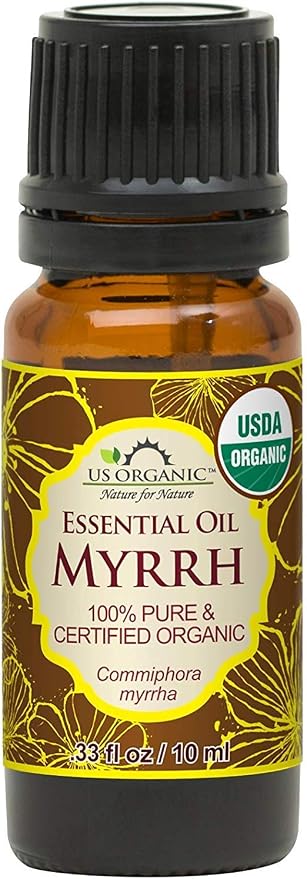 US Organic 100% Genuine Myrrh Essential Oil - Sourced from The Horn of Africa, USDA Certified Organic, Extracted by Hydro-Distillation (Myrrh, 10 ml)