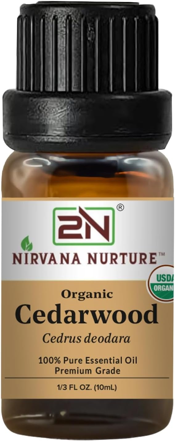 Cedarwood Essential Oil, USDA Certified Organic, 100% Pure Undiluted, Aromatherapy Oil for Diffuser, Hair & Skin Care