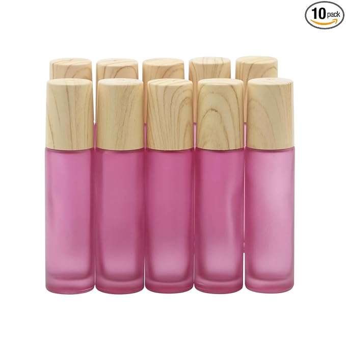 Kesell 10Pack 10ml Essential Oil Roller Bottles Refillable Clear Perfume Sample Bottles with Stainless Steel Roller Ball and Plastic Lid