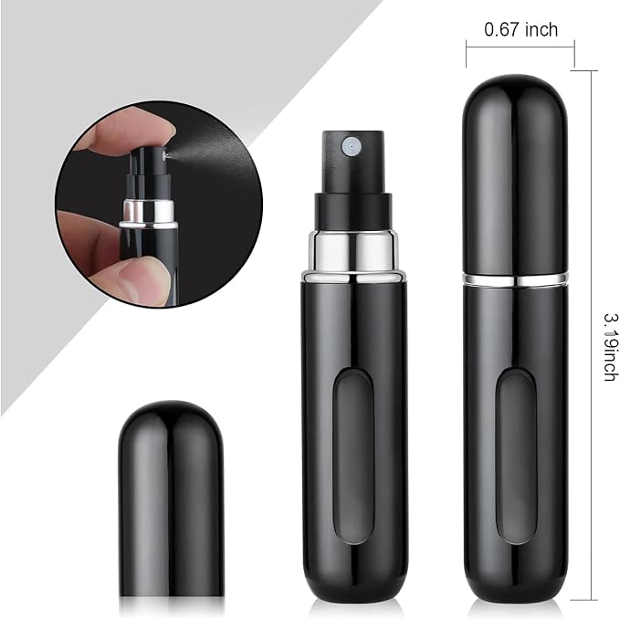 Travel Refillable Atomizer Sprayer for Perfume and Cologne Travel Bottle, Mini Perfume Refillable Bottle Perfect for Pockets