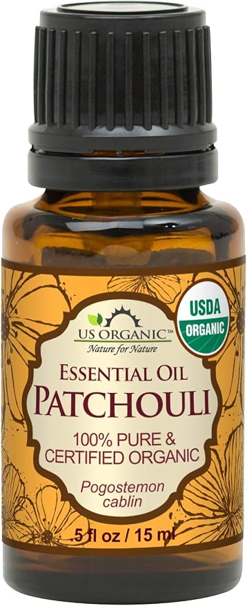 US Organic 100% Pure Patchouli Essential Oil - USDA Certified Organic, Steam Distilled - W/Euro droppers (More Size Variations Available) (15 ml / .5 fl oz)