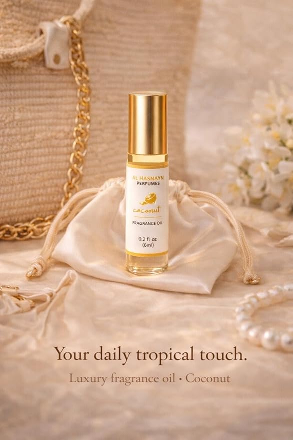AL-HASNAYN Coconut Fragrance Oil Roll-On Perfume 6ML 0.20 fl oz, Alcohol Free, Long Lasting, For Men Women