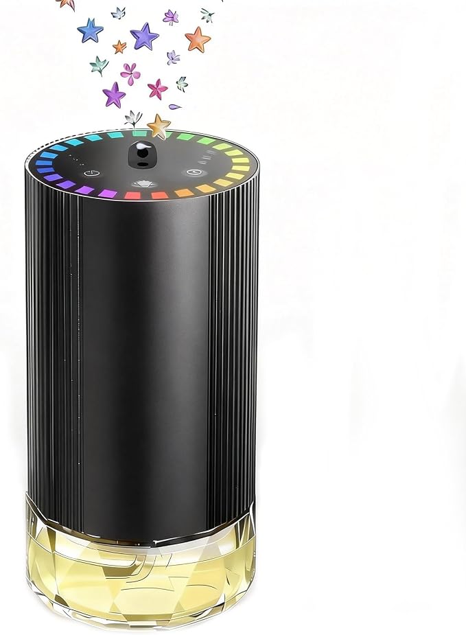 Waterless Essential Oil Car Diffuser with Color LED Voice Ambient Light,Mini and USB Cold Mist Aromatherapy Diffuser,Smart Control Sytem-60ml Capacity for Car,Travel,Home,Room,Office,Gift Ideal