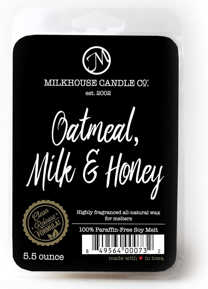 Milkhouse Candle Company Oatmeal, Milk, & Honey Soy Wax Melts - Oatmeal Cookie | Milk & Honey | Cherry Scented - 5.5 oz, Hand-Poured, Made in the USA