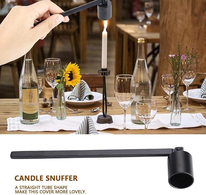 MUXSAM 1Pc 7.5x0.9in Candle Extinguisher Snuffer Candlesnuffers with Long Handle & Straight Tube for Tea Light Candles Wedding Altar Fireplace Church Wedding Candle Fire Extinguishing(Black.)