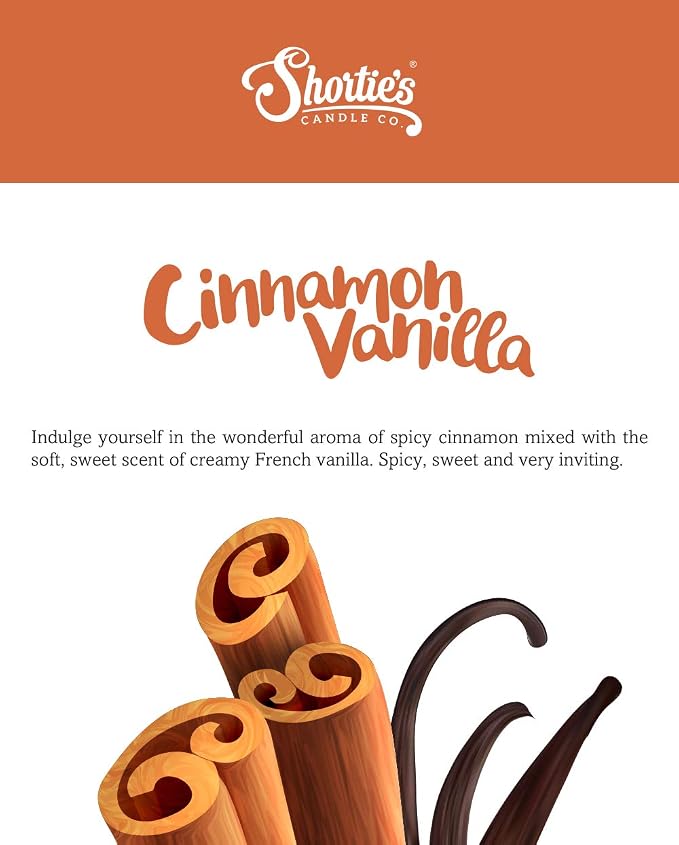 Shortie's Candle Company Cinnamon Vanilla Premium Wax Melts - 3 Oz., Strong & Long Lasting, Non-Toxic - Made with Essential & Natural Oils - Formula 117