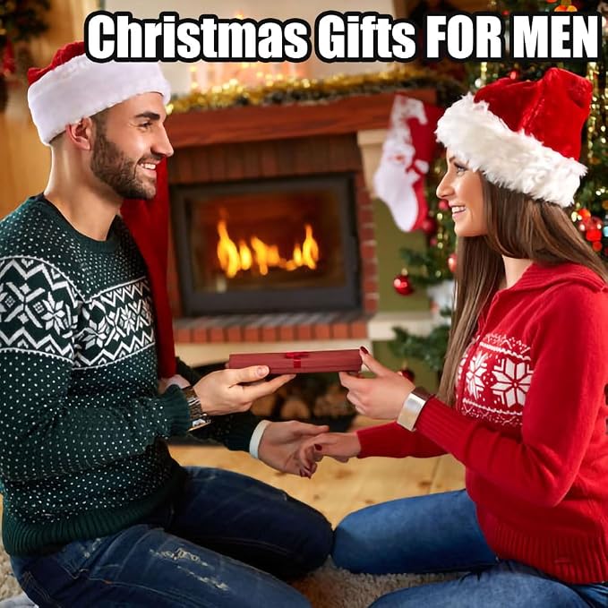 LcFun Christmas Stocking Stuffers for Men Adults, Christmas Birthday Gifts for Men, White Elephant Gifts Electric Lighter, Windproof Plasma Rechargeable Lighter for Candles, Camping (Christmas Black)
