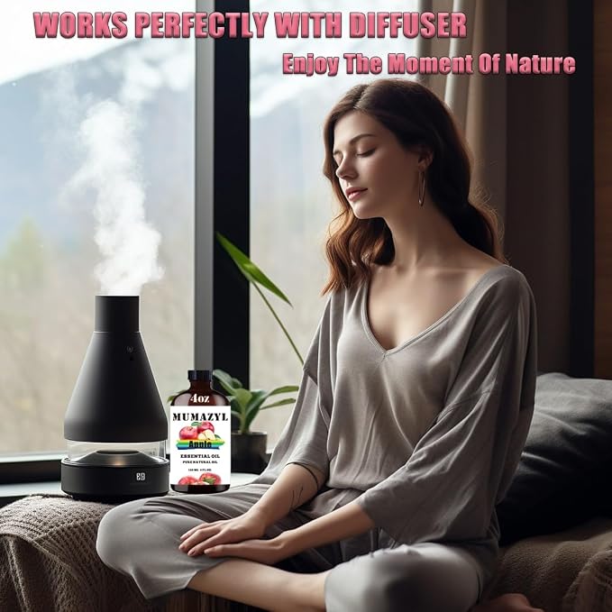 Apple Essential Oil, Apple Oil 4 Fl Oz 120ML for Diffuser Humidifier Yoga Cleaning DIY Candle Soap Making MUMAZYL Essential Oils