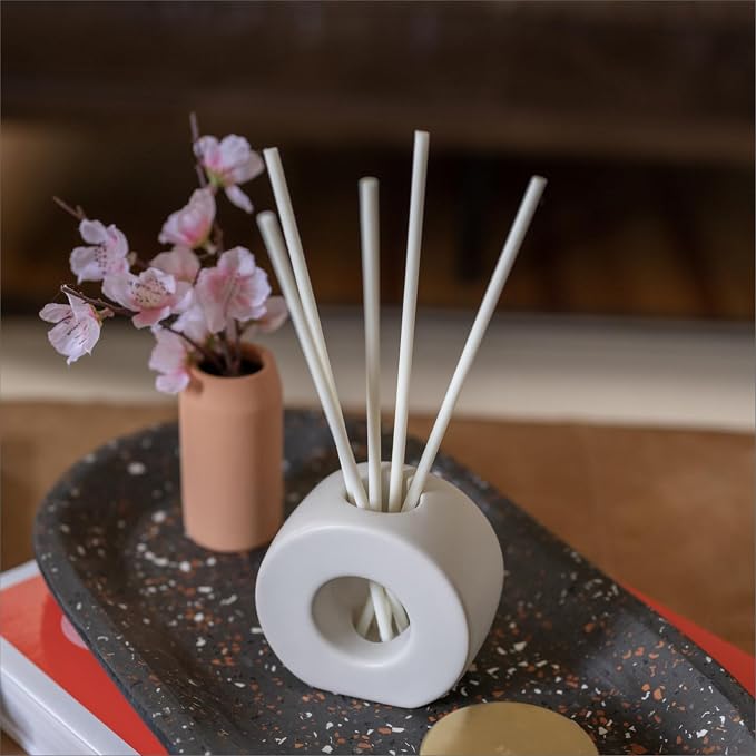 ScentAir Infused Liquidless Diffuser Reeds | Essential Oil Air Freshener Sticks for Home, Bathroom, and Office | Includes 25 Flameless Aromatherapy Reeds and 1 Modern Vase | Golden Bamboo