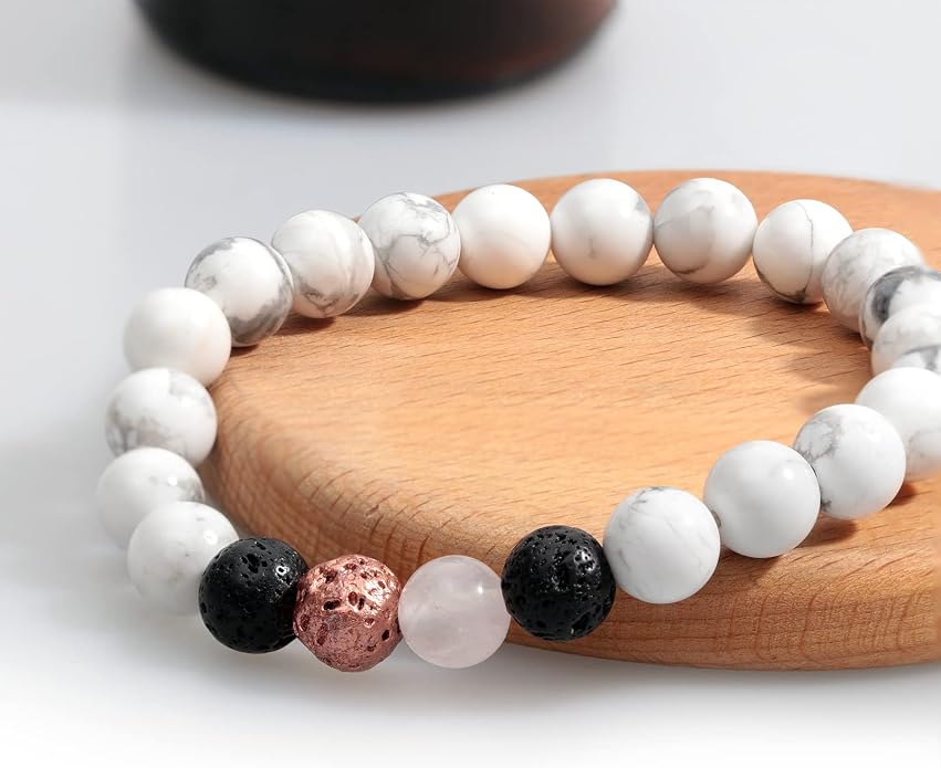 Healing Bracelets for Women, Anti Anxiety Yoga Beads Stress Relief Healing Thoughts Bracelets Relaxation Gift Aromatherapy Essential Oil Diffuser Lava Bracelet Gifts for Women