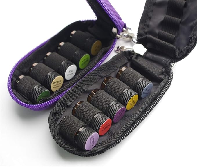 Purple (without bottle) Portable Small Essential Oils Keychain Pouch Kit for 5/10/15ml Carrying Travel Bag for Oil Bottles Travel Cases