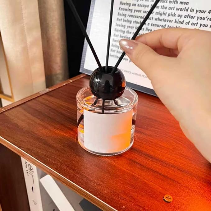 HOSSIAN Reed Diffuser Sticks, Natural Rattan Wood Sticks Essential Oil Aroma Diffuser Sticks Refill Replacement for Aroma Fragrance (Black Fibre7.87Inch*3.5mm 100PCS)