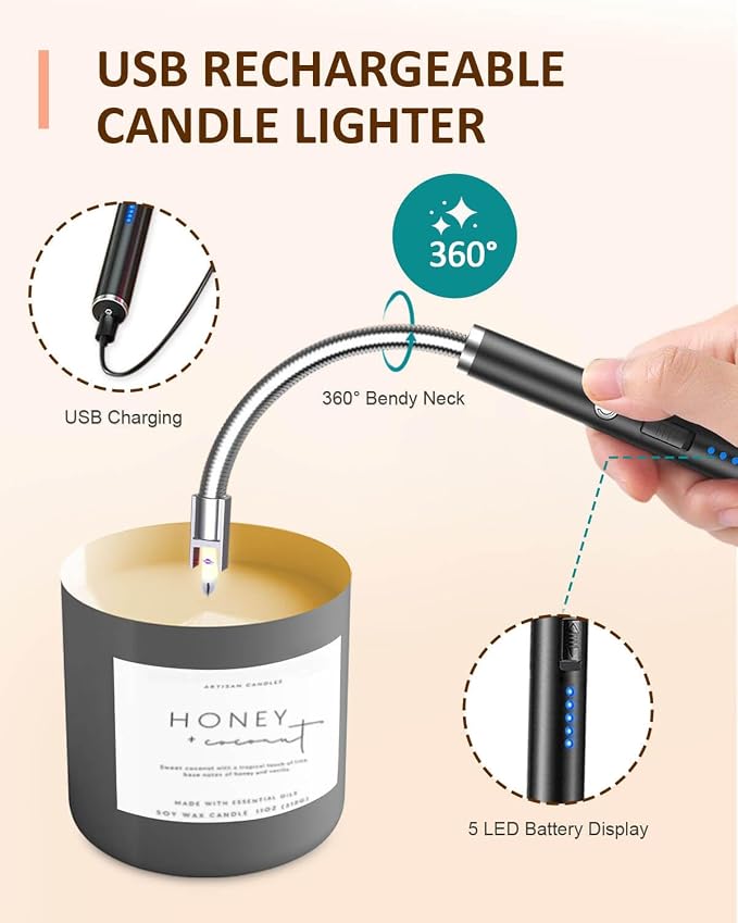 5 in 1 Candle Care Kit, Elegant Candle Wick Trimmer Set, Candle Lighter Set, Candle Snuffer, Candle Tray, Candle Wick Dipper, Candle Accessories Set for Candle Lover (Rose Gold)