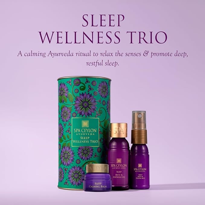 SPA CEYLON Sleep Wellness Trio Set, Restful Spa Essentials for Nourished Skin, Natural Ingredients, Ayurvedic, (Lavender)
