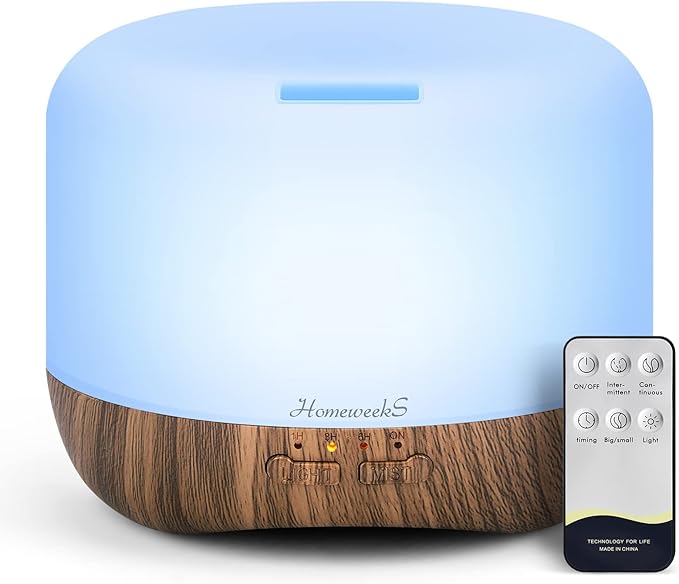 Aromatherapy Essential Oil Diffuser for Room: Air Humidifier Aroma Scent Cool Mist Diffuser Colorful Lights Wood Cute Small Large Auto Off Ultrasonic Diffusers for Home Bedroom (300ml)