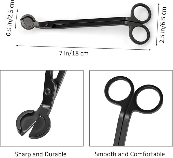 Candle Wick Trimmer, Stainless Steel Wick Clipper Cutter Scissor, Antique Candle Accessory Gift for Candles Lovers (Black)