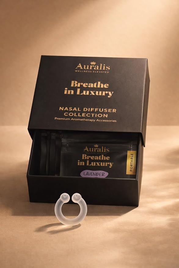 Auralis Discovery Set – Nasal Diffuser Rings for Aromatherapy | Silicone Essential Oil Inhaler | 5 Scents: Eucalyptus, Lavender, Peppermint, Lemon & Tea Tree | Calm & Focus