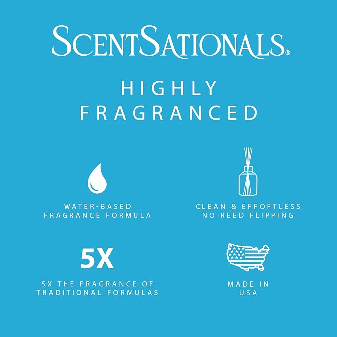 ScentSationals Water-Based Reed Diffuser - Coastal Breeze - 5 FL OZ Aromatherapy Reed Diffuser